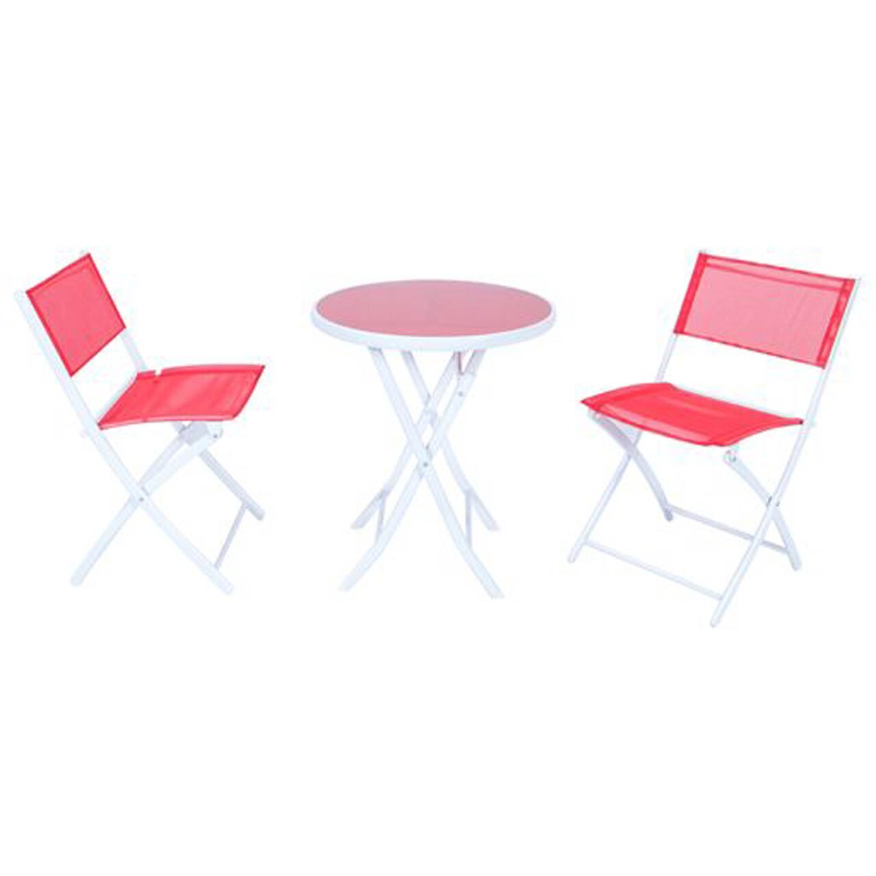 LeisureMod Outdoor Bistro Folding Table Chairs Set - Red